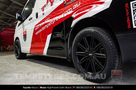 18x8.0 MOZA 913 Nighthawk Satin Black on Toyota Hiace