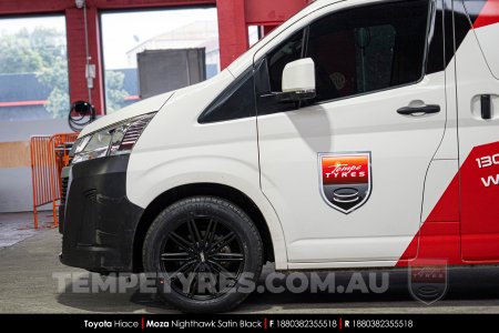 18x8.0 MOZA 913 Nighthawk Satin Black on Toyota Hiace