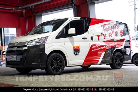 18x8.0 MOZA 913 Nighthawk Satin Black on Toyota Hiace