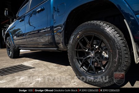20x9.0 Grudge Offroad Gladiator Satin Black on Dodge Ram