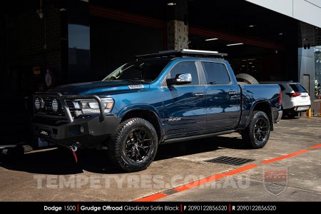 20x9.0 Grudge Offroad Gladiator Satin Black on Dodge Ram