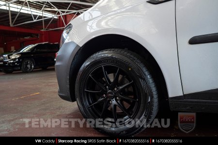 16x7.0 Starcorp Racing SR05 Satin Black on VW Caddy