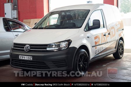 16x7.0 Starcorp Racing SR05 Satin Black on VW Caddy