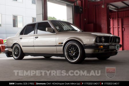 17x7.0 17x8.5 Simmons OM-1 Hyper Dark on BMW 3 Series