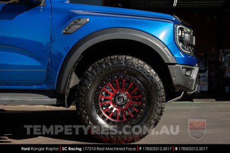 17x8.5 SC Racing 177210 Red Machined Face on Ford Ranger Raptor