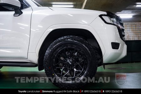 18x9.0 Simmons Rugged R4 Satin Black on Toyota Landcruiser