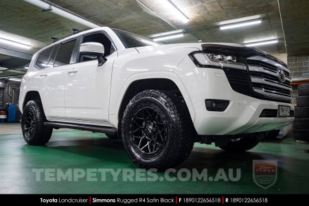 18x9.0 Simmons Rugged R4 Satin Black on Toyota Landcruiser