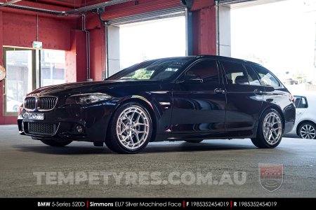 19x8.5 19x9.5 Simmons EU7 Silver Machined Face on BMW 5 Series