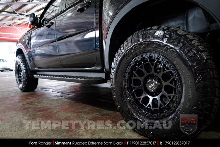 17x9.0 Simmons Rugged Extreme Satin Black on Ford Ranger