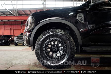 17x9.0 Simmons Rugged Extreme Satin Black on Ford Ranger