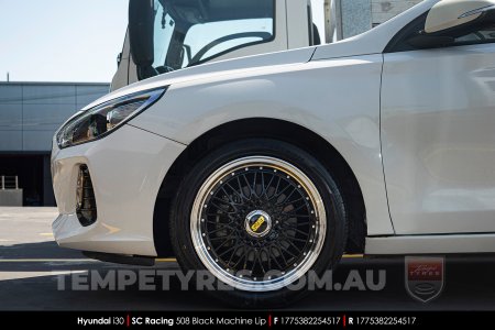 17x7.5 SC Racing 508 Black Machine Lip on Hyundai i30