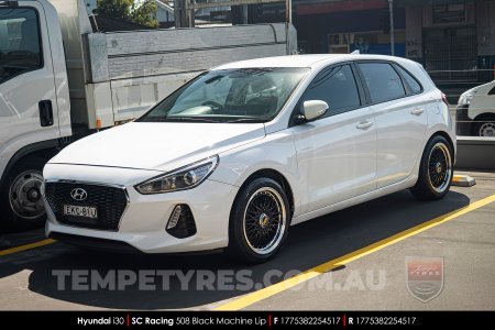 17x7.5 SC Racing 508 Black Machine Lip on Hyundai i30