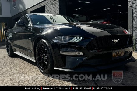 19x8.5 19x9.5 Simmons EU7 Gloss Black on Ford Mustang
