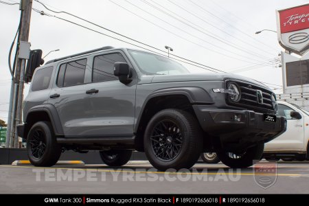 18x9.0 Simmons Rugged RX3 Satin Black on GWM Tank