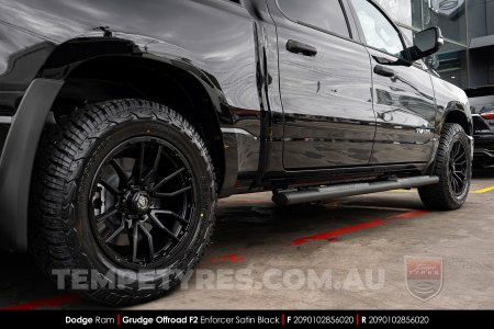 20x9.0 Grudge Offroad F2 Enforcer Satin Black on Dodge Ram