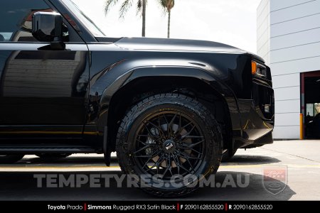 20x9.0 Simmons Rugged RX3 Satin Black on Toyota Prado