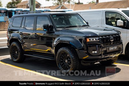 20x9.0 Simmons Rugged RX3 Satin Black on Toyota Prado