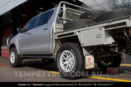 17x8.5 Simmons Rugged R4 Silver Machined on Toyota Hilux