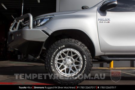 17x8.5 Simmons Rugged R4 Silver Machined on Toyota Hilux
