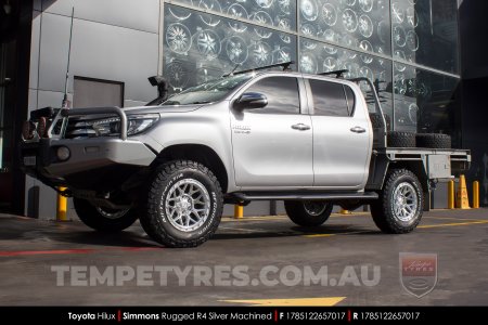 17x8.5 Simmons Rugged R4 Silver Machined on Toyota Hilux