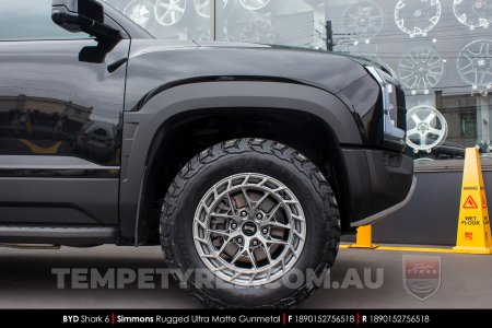 18x9.0 Simmons Rugged Ultra Matte Gunmetal on BYD Shark 6