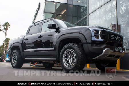 18x9.0 Simmons Rugged Ultra Matte Gunmetal on BYD Shark 6