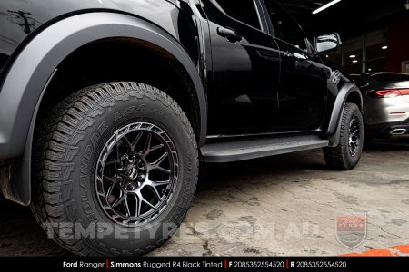 17x8.5 Simmons Rugged R4 Black Tinted on Ford Ranger