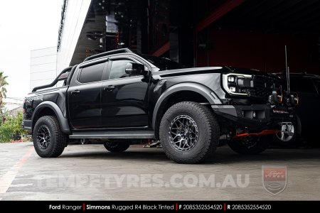 17x8.5 Simmons Rugged R4 Black Tinted on Ford Ranger