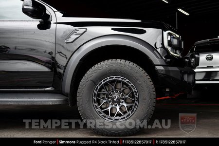 17x8.5 Simmons Rugged R4 Black Tinted on Ford Ranger