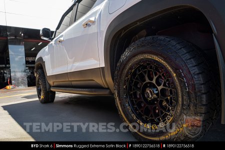 18x9.0 Simmons Rugged Extreme Satin Black on BYD Shark 6