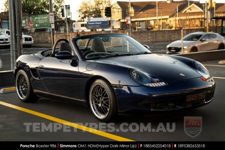 18x8.5 18x9.5 Simmons OM-1 Hyper Dark on Porsche Boxster