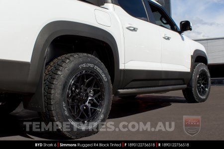 18x9.0 Simmons Rugged R4 Black Tinted on BYD Shark 6