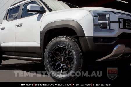 18x9.0 Simmons Rugged R4 Black Tinted on BYD Shark 6