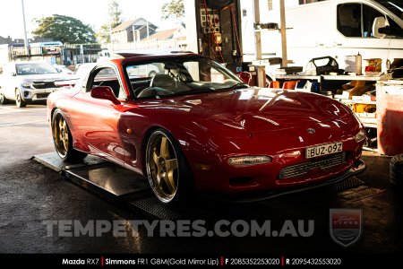 20x8.5 20x9.5 Simmons FR-1 Gold on Mazda RX7