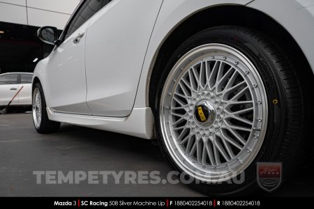 18x8.0 SC Racing 508 Silver Machine Lip on Mazda 3