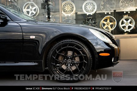 19x8.5 19x9.5 Simmons EU7 Gloss Black on Lexus SC
