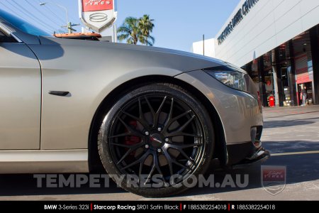 18x8.5 Starcorp Racing SR01 Satin Black on BMW 3 Series