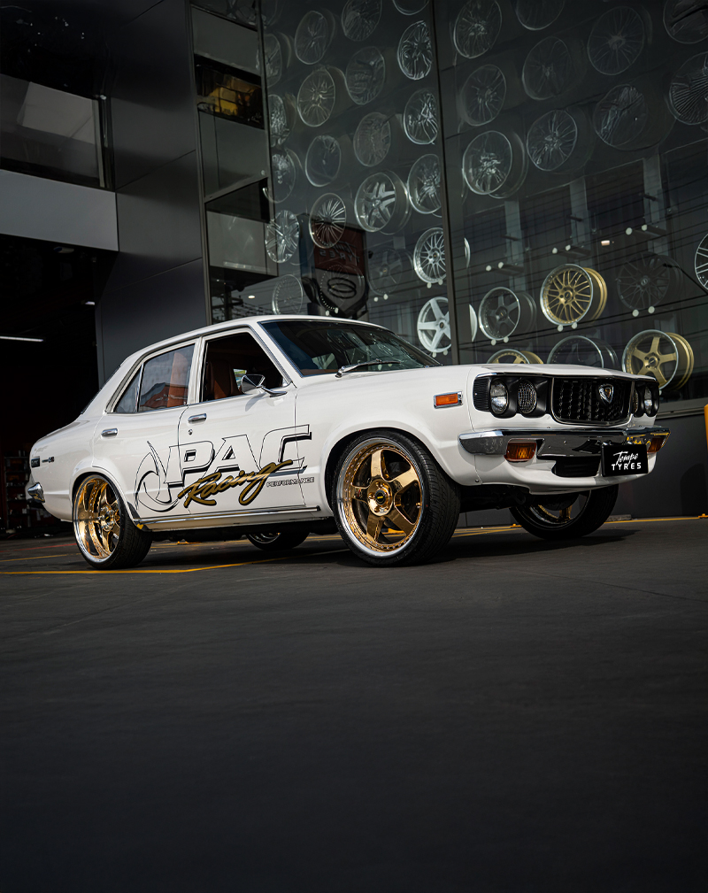 Custom Simmons Wheels on Mazda RX3