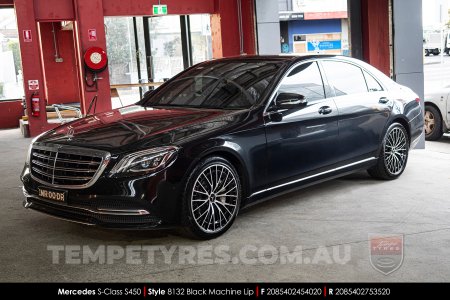 20x8.5 20x9.5 Style 8132 Black Machine Face on Mercedes S-Class