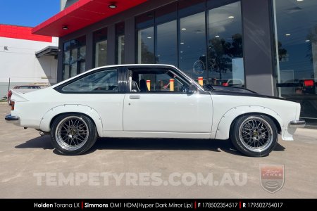 17x8.5 17x9.5 Simmons OM-1 Hyper Dark on Holden Torana