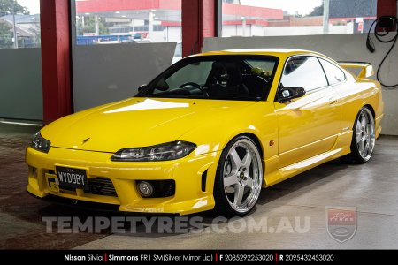 20x8.5 20x9.5 Simmons FR-1 Silver on Nissan Silvia