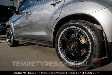 19x8.5 19x9.5 Simmons FR-1 Gloss Black on Mitsubishi ASX