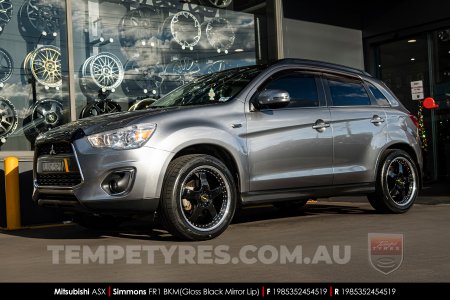 19x8.5 19x9.5 Simmons FR-1 Gloss Black on Mitsubishi ASX