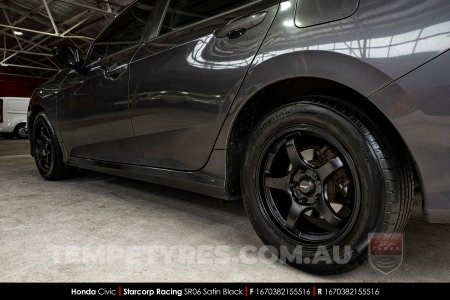 16x7.0 Starcorp Racing SR06 Satin Black on Honda Civic