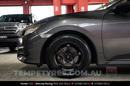 16x7.0 Starcorp Racing SR06 Satin Black on Honda Civic