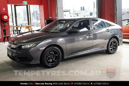 16x7.0 Starcorp Racing SR06 Satin Black on Honda Civic