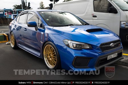 19x8.5 19x9.5 Simmons OM-1 Gold on Subaru WRX