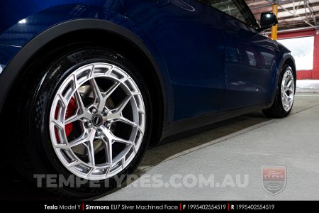 19x8.5 19x9.5 Simmons EU7 Silver Machined Face on Tesla Model Y