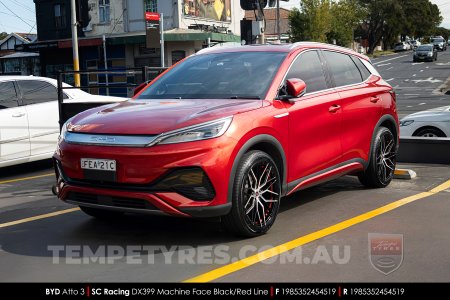 19x8.5 SC Racing DX399 Machine Face Black Red Line on BYD Atto 3
