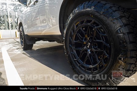 18x9.0 Simmons Rugged Ultra Gloss Black on Toyota Prado